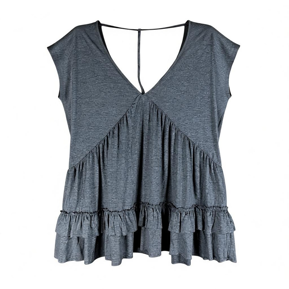 Olivia Sky Baby Doll Flowy Blue Sleeveless Blouse Top Women's XS Lightweight NWT